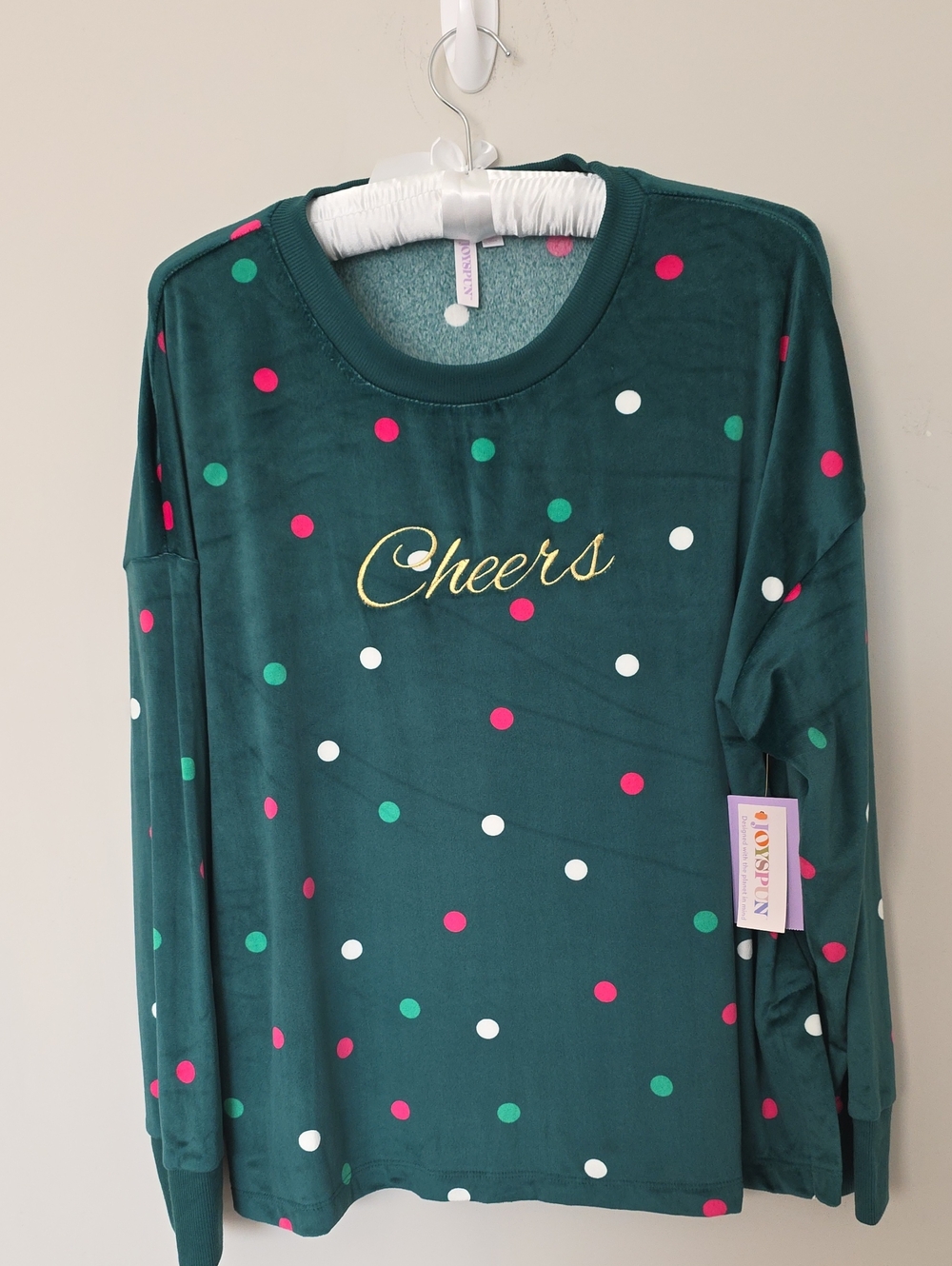 Joyspun Cheers Christmas Polka Dot Holiday Top